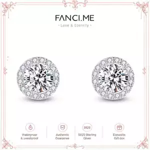 FANCIME "Luôn rực rỡ" Halo Setting Sterling Silver Stud Bông tai