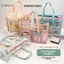 GCDHome 1 Thư mục cầm tay chống nước trong suốt di động dung tích lớn, Túi lưu trữ tập tin có thể mở rộng, Túi đựng tập tin tự dính PVC HOT