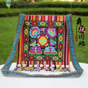 Yunnnan Phong Cách Dân Tộc Túi Đeo Vai Messenger Dây Kéo Túi Tua Rua Vải Đất Túi Thêu Du Lịch Kỷ Niệm Khiêu Vũ Túi