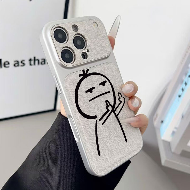 Ốp lưng iPhone họa tiết da mạ biểu tượng cảm xúc iPhone 17 16 15 14 13 12 11 Pro Max Plus Max
