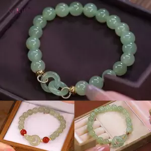 AqToCna Thời Trang Đôi Nhẫn Interloing Hetian Ngọc Đính Hạt Vòng Tay Nữ Ins Phong Cách Tình Yêu An Toàn Bule Lắc Tay Cho Bestie Quà Tặng Sinh Nhật AqToCna