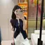 AN.MART Mùa Hè Nút Pháp V-ne Ren-up Slit Tay Ngắn Mỏng Dệt Kim Áo Thun Nữ VN