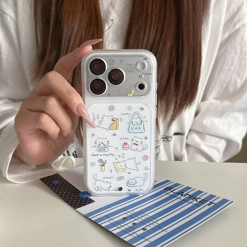 Ốp Điện Thoại Line Cat Cho iPhone 17 Pro Max 16 15 Vỏ Bảo Vệ Chống Sốc