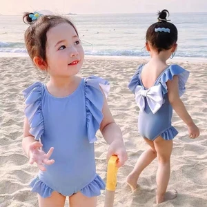 2026 Phong Cách Mới Bé Gái Đồ Bơi Trẻ Em Một Mảnh Màu Nơ Đồ Bơi Cho Bé Hàn Quốc Dễ Thương Ren Đồ Bơi