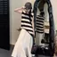 Mùa hè Plus Size Fat MM Thiết kế dáng ôm hơn Sọc không đều Ice Silk Đan Áo Vest không tay Top Quần áo nữ