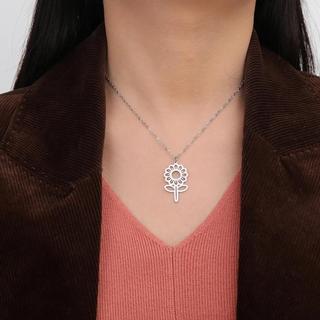 Skyrim Kpop Dễ Thương Hoa Mặt Dây Chuyền Vòng Cổ Cho Nữ Bé Gái Thép Không Gỉ Màu Vàng Vòng Cổ Quà Tặng Trang Sức Thời Trang
