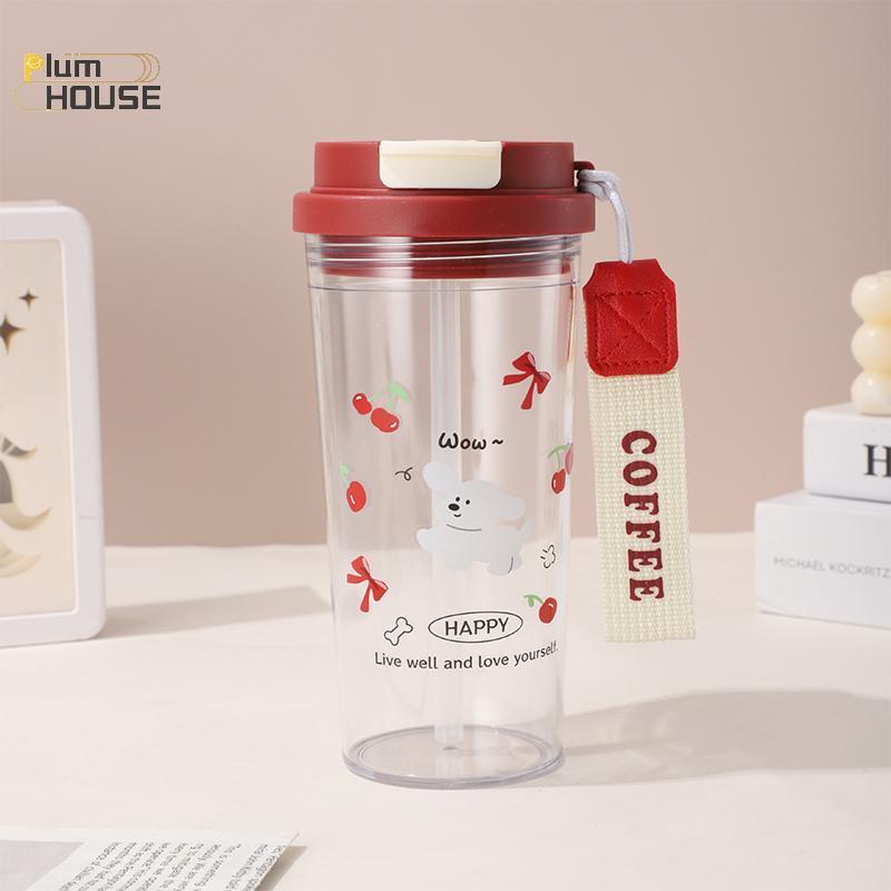 PlumHOUSE Học Sinh Anh Đào Bình Nước 580Ml Cốc Nhựa Ống Hút Đôi Cho Trường Học Văn Phòng Du Lịch Tập Luyện Bàn Sử Dụng VN