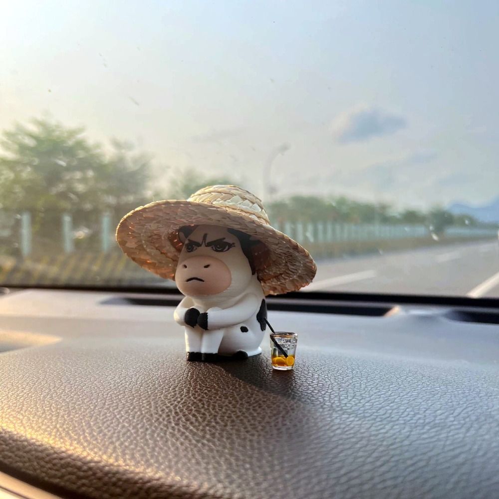 LACYES Búp Bê Bò, Hình Bò Cỏ Dễ Thương Xấu Xí, Quà Tặng Giải Nén Xe Dễ Thương Trang Trí Xe Ô Tô