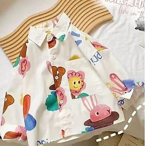 Phong Cách Mới Áo Sơ Mi Trẻ Em 25 Xuân Thu Phong Cách Bé Trai Bé Gái Dài Tay In Hình Hoạt Hình Áo Sơ Mi Bé Top Phiên Bản Hàn Quốc
