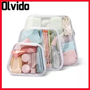 Túi đựng mỹ phẩm OLVIDO, Dây kéo vỏ cứng chống thấm nước bằng nhựa, Túi dây kéo di động có thể xếp chồng lên nhau