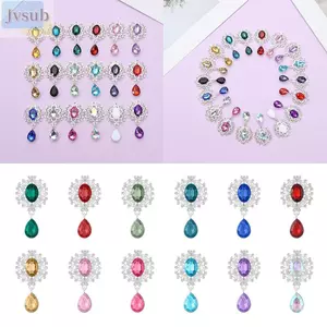 JVSUB 10 Chiếc Nút May Thủ Công Trang Trí Đám Cưới Lấp Lánh Pha Lê Giọt Nước Thổ Cẩm Mặt Thêu Sò