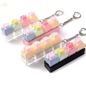 Đồ chơi Fidget bàn phím mèo AWNGD, Móc khóa Fidget giảm lo âu 4 phím, Nút nhấp chuột thư giãn đầy màu sắc Fidget giảm căng thẳng cho người lớn