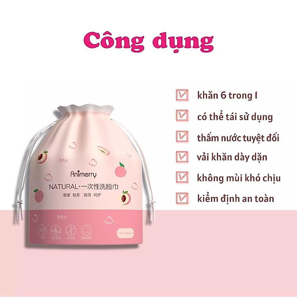 Khăn Lau Mặt Khô Cotton Cao Cấp Cuộn 40 Tờ – Khăn Tẩy Trang Đa Năng Túi Trái Đào,Mềm Mại Cho Da