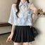 Tay Ngắn Nữ Mùa Hè Đi Lại Mỏng Chống Nắng Áo Sơ Mi Hoa Retro Niche Cardigan POLO Top Áo Hợp Thời Trang