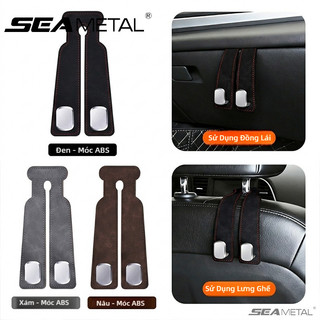 SEAMETALTAL Móc Treo Ghế Ô Tô Đa Năng Móc Đôi Da Lộn Cao Cấp Gắn Sau Ghế Xe Hơi 15KG Phụ Kiện Ô Tô