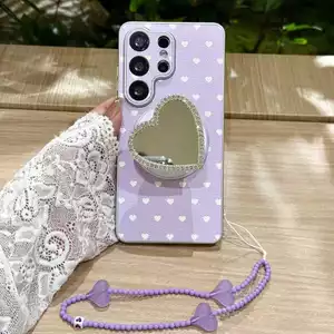 Ốp Điện Thoại Samsung S26 Ultra Ốp Bảo Vệ Hút Từ Tính Nhật Bản Giá Đỡ Tình Yêu Hàn Quốc S25ultra S24 Plus Bề Mặt Gương Dây Đeo Tay Thời Trang Vỏ Bảo Vệ Chống Sốc
