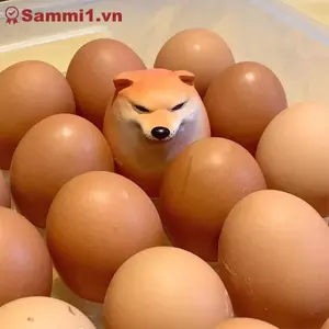 ZK Shiba Inu Thực Tế Hình Trứng PVC Trang Trí Bàn Làm Việc Liên Minh Chó & Trứng - Quà Tặng Giáng Sinh Vui Vẻ VN