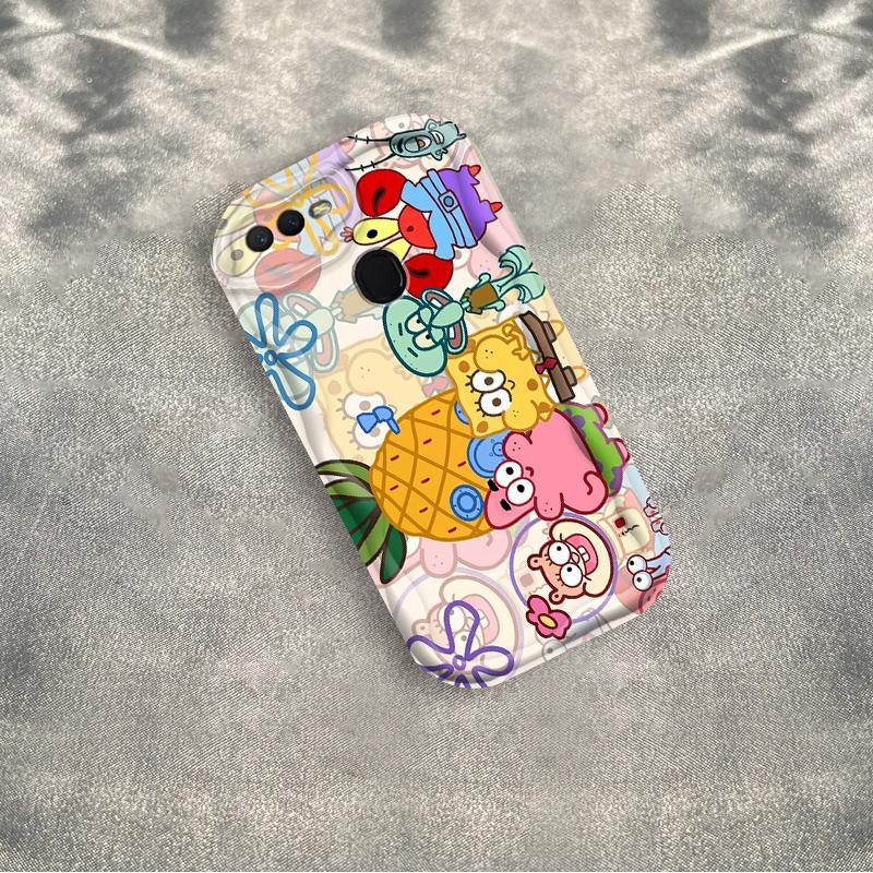 Thích hợp cho OPPO A5S A7 A12 F9 F9 Pro Phụ kiện 3D TPU mềm SpongeBob SquarePants Vỏ điện thoại chống sốc