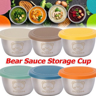 1 / 3 / 6 Cái Hộp Đựng Salad Có Nắp Silicon / Hộp Bảo Quản Sốt Chống Rò Rỉ Họa Tiết Gấu
