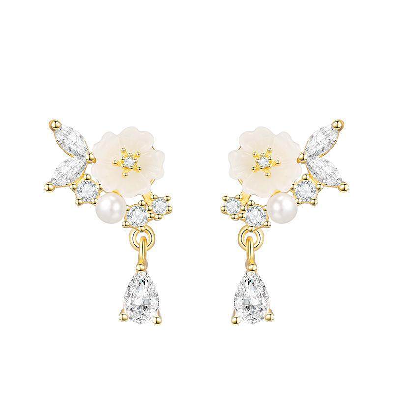 Bông tai Camellia tinh tế bạc S999