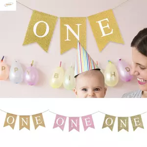 ZENZON Cà Vạt MỘT Vòng Hoa, Giấy MỘT Chữ Ghế Cờ Biểu Ngữ, Cờ Đuôi Cá Treo Lễ Hội Sinh Nhật Tinh Tế Bunting Bé Sinh Nhật Đầu Tiên