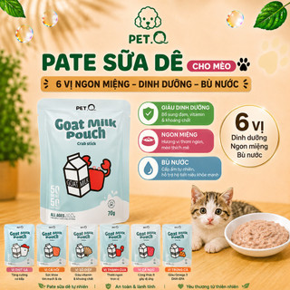 [Combo 48 Gói] Pate PetQ 70g Cho Mèo Goat Milk, Giàu Omega 3 DHA EPA - Wanna Pet