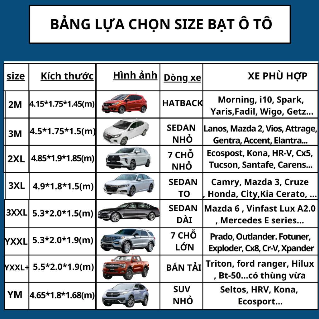 Bạt Phủ Ô Tô, Bạt Che Nắng Ô Tô 3 Lớp Rằn Ri ,Chống Nóng , Chống Mưa cho các dòng xe con 4 chỗ 5 chỗ 7 chỗ bán tải