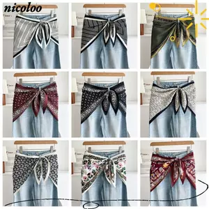 Khăn lụa NICOLOO, Thắt lưng hình tam giác thắt lưng phong cách văn học Satin, Phụ kiện đa năng phong cách dân tộc cổ điển Phụ kiện thắt lưng