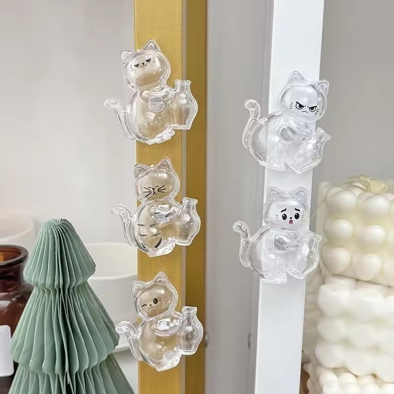 [GUUDUU] Hộp đựng lông thú cưng nam châm - Bình nam châm cắm silicon - Hộp đựng râu mèo trong suốt - Bình đựng viên nang hình mèo - Đồ trang trí tưởng niệm thú cưng / Giao hàng miễn phí