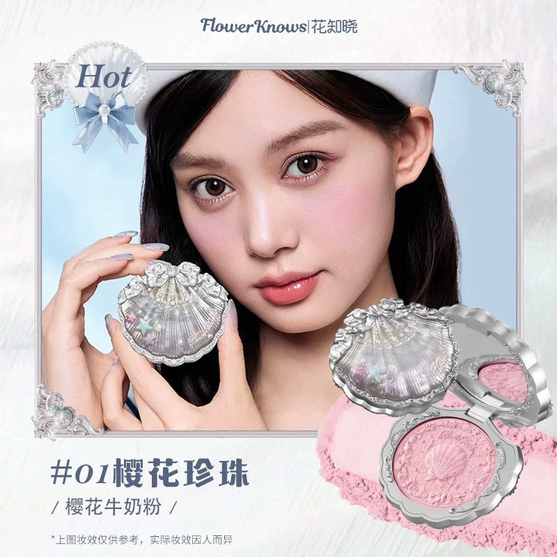 Phấn Má Flower Knows Shell Blush – Vỏ sò thiết kế sang trọng, màu má trong trẻo tự nhiên