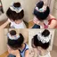 Xanh Trắng Chấm Bi Scrunchy Tóc Nữ Phong Cách Lười Bóng Buộc Tóc Đầu Hoa Cà Vạt Đầu Dây Buộc