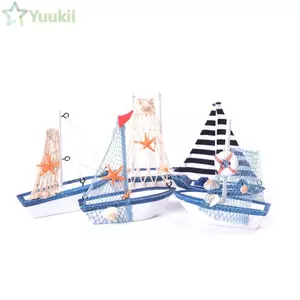 Đồ trang trí tàu gỗ YUUKII Mini Phong cách Địa Trung Hải Trang trí nhà cửa Tàu thủ công