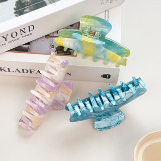 Kovoi / Cao Cấp Đá Cẩm Thạch Smudge Lấy Kẹp Retro Phong Cách Nhẹ Nhàng Cá Mập Kẹp Tất Cả Trận Đấu Kẹp Tóc Phụ Kiện Tóc