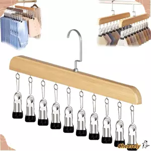 Dụng cụ sắp xếp tủ quần áo CHEESELY, đa chức năng với 10 kẹp móc treo quần áo, Tiết kiệm không gian nâng cấp 360° Móc treo Legging xoay