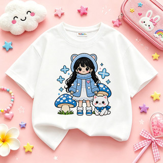 Áo thun dáng rộng tay lỡ bé gái  2026 áo phông Premium Cotton in hình cute dễ thương cho bé