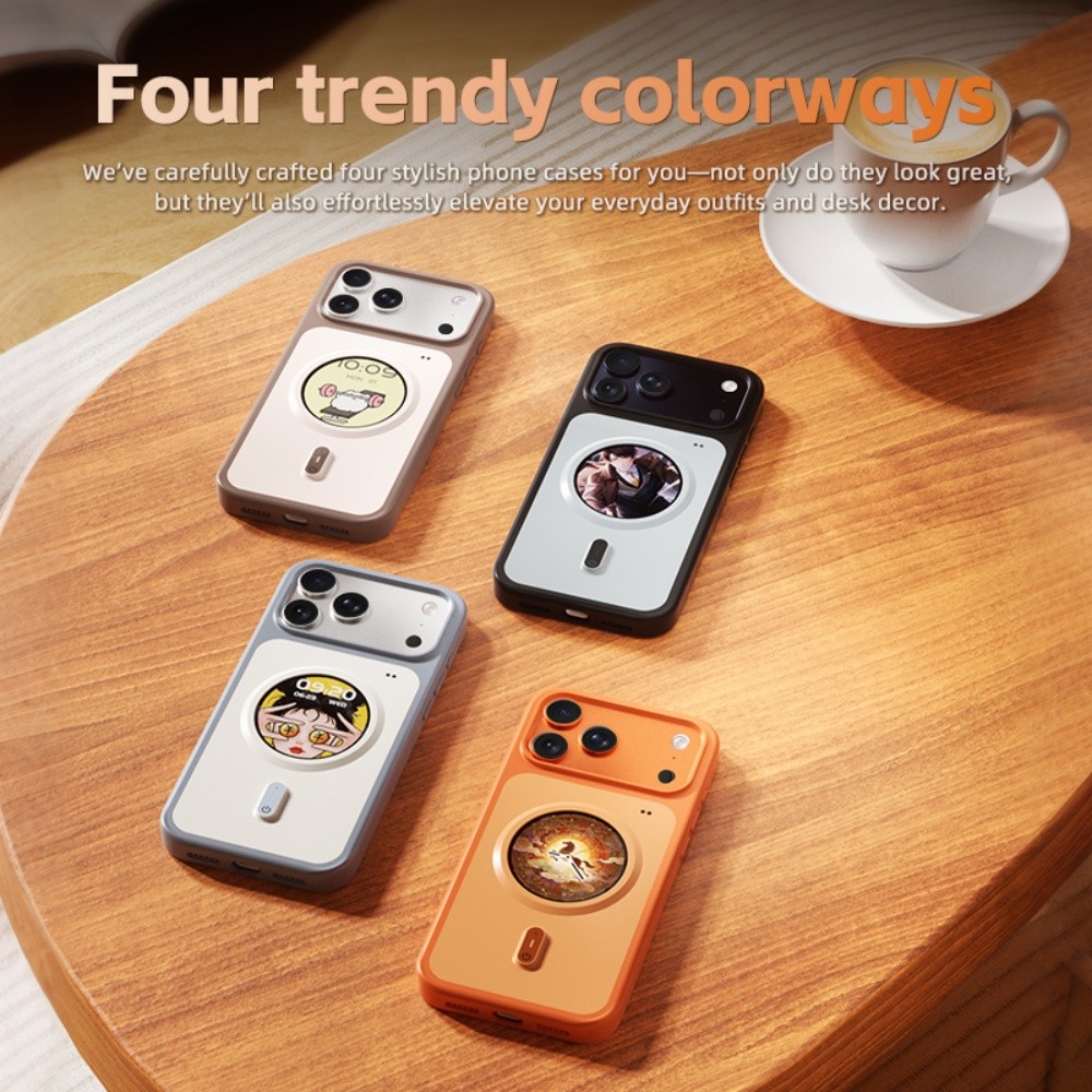 Màn Hình HD Ốp Lưng Điện Thoại Hiển Thị Ảnh Sạc Tiện Lợi Màn Hình DIY Cho IPhone 16 17 Pro Max Không Dây Selfie, Bullet Comnents