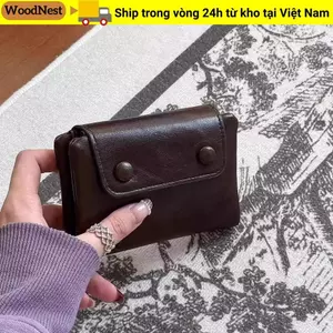 Ví nữ WOODNEST, Túi đựng tiền cổ điển bằng da PU mềm Hàn Quốc, Túi đựng thẻ kinh doanh nhiều thẻ có khóa kéo ngắn