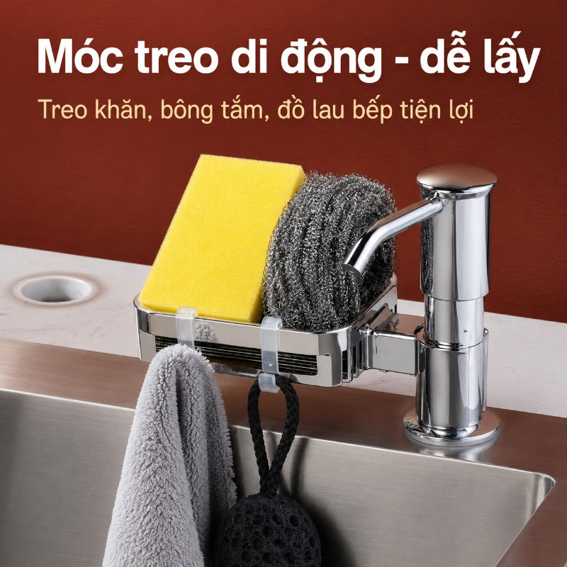 Vòi Bơm Rửa Chén Tự Động Hút Dầu - Kèm Kệ Để Đồ & Ống Dẫn Silicon 1.2m, Chất Liệu ABS Cao Cấp Bền Bỉ, Dễ Dàng Lắp Đặt
