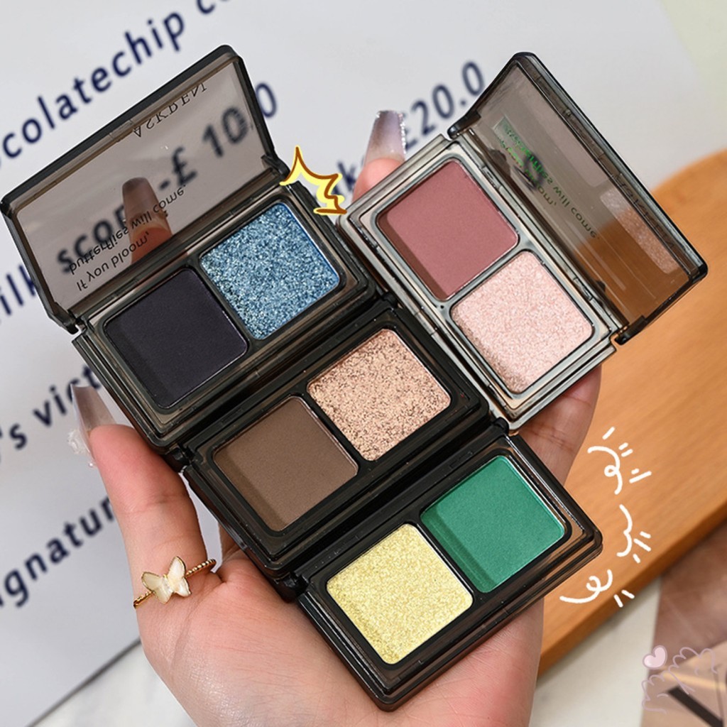 IOIIK Bảng Phấn Mắt Lấp Lánh - 2 Màu Chống Mồ Hôi Sắc Tố Cao Cho Tiệc Cưới