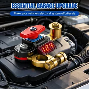 Công tắc ngắt kết nối pin ô tô LACYESUK, 360° Dual-Rotary Dễ dàng cài đặt Công tắc hiển thị kỹ thuật số, Thiết bị bảo vệ Thiết bị đầu cuối đồng cắt nhanh 12V-24V Công tắc khớp xoay SUV
