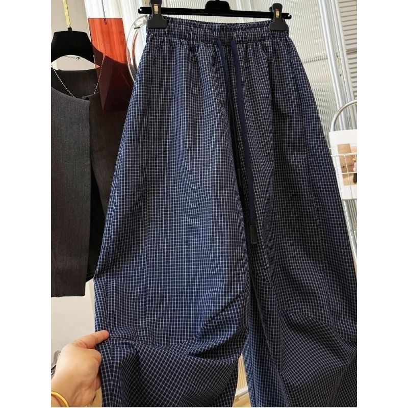 [Giảm giá trong thời gian có hạn] Fat MM Size Lớn Retro Kẻ Sọc Cổ Rộng Quần Dài Mắt Cá Chân, Mùa Hè Rời Phiên Bản Lớn Thẳng Ôm Hơn