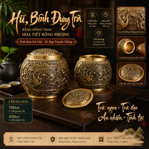 HŨ – BÌNH ĐỰNG TRÀ ĐỒNG THAU HỌA TIẾT RỒNG PHƯỢNG