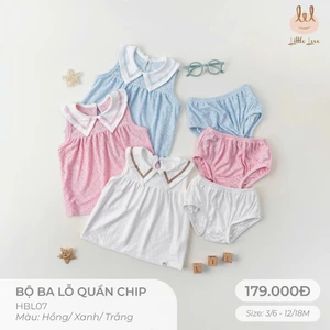 BỘ BA LỖ QUẦN CHÍP [ SIÊU MỀM, MÁT, MỊN CO DÃN VÀ THẤM HÚT ] SZ cho bé từ 3/6M -12/18M (HBL07)