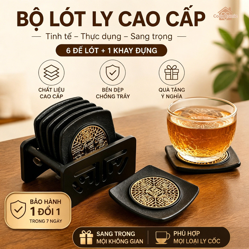 Lót ly trà cổ điển trung quốc chống nóng cách nhiệt chất liệu bền giữ gọn cho nhà văn phòng quán trà