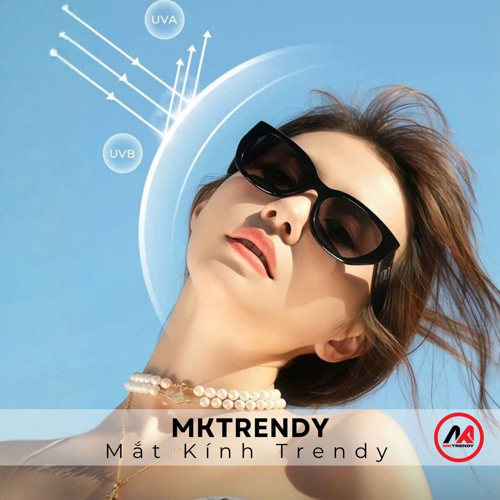 Kính râm chống tia UV MKTRENDY kính mắt mèo gọng vuông thời trang nam nữ phong cách sang trọng T39