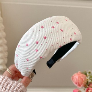 Kovoi / Pink Polka Dot Star Băng đô vành rộng phong cách lười biếng Đầu bọc tóc Seam Headband Phụ kiện tóc phù hợp hàng ngày