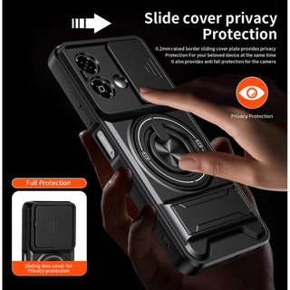 Mới Trượt Ống Kính Funda Cho ZTE Blade A35E 4G Ốp Lưng Xoay Vòng Từ Tính Cho ZTE Blade A35E 4G Ốp Lưng Đứng Có Thể Gập Lại Vỏ Giáp Capa