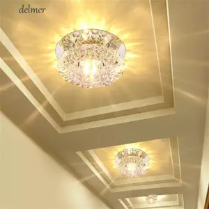 Đèn trần LED DELMER, Đèn ban công pha lê 220V, Đèn chiếu sáng nhiều màu Aisle Flush 3W Hành lang hiện đại Đèn lối đi hành lang