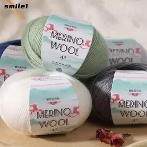 SMILE 2 Sợi Len Merino, 50g / cuộn Sợi Dệt Kim Tay Đan, Sợi Dệt Nhiều Màu Mềm 130M