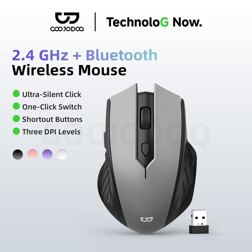 GOOJODOQ 2.4 GHz + Chuột không dây Bluetooth Siêu đơn giản Bấm ba cấp độ DPl Nâng cao năng suất Phím bên